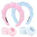 6Pcs Spa Set, Terry Cloth Headbands & Wrist Washbands for Face Washing