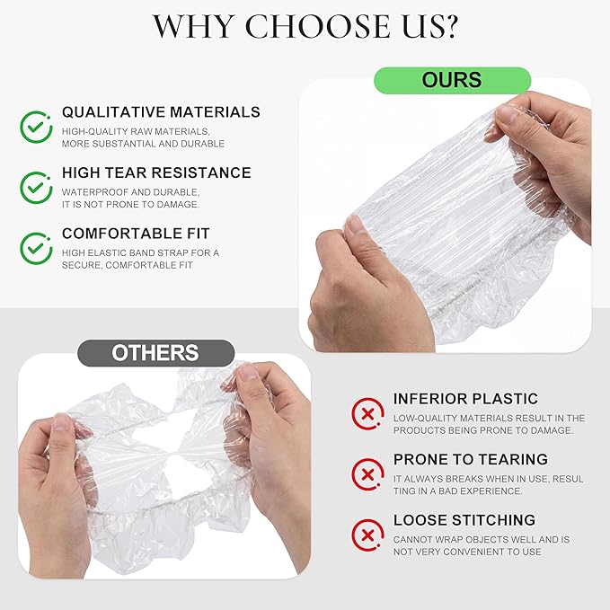 120 PCS Disposable Shower Caps – Large Thick Waterproof Stretchable Clear Plastic Bath Hair Bonnet for Women, Men, Long Hair, Ideal for Hair Treatment, Travel, Spa & Home Use(18.1")