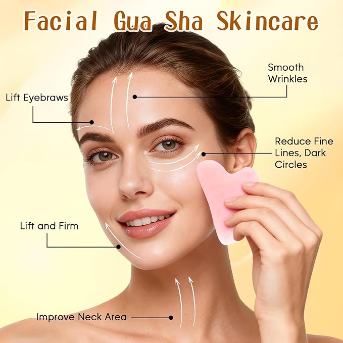 Pjordo Vitamin E Rose Oil & Gua Sha Massage Tools Set, Gua Sha Oil for Face & Body, Organic Vitamin E Oil for Moisturizing and Hydrating, Anti Aging, Self Skin Care Gifts for Her Women