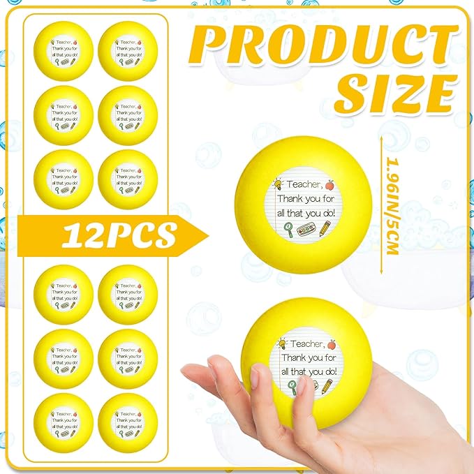 12 Pcs Teachers Appreciation Gifts Bath Bombs for Teacher Handmade Natural Bath Bomb for Teachers Appreciation Gift Exchange Gifts Thank You Teacher Party Favors