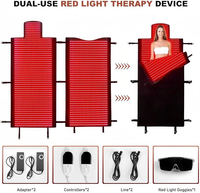 2026 Upgraded Dual Wavelength LED Beads 660nm&850nm Red Light Therapy Blanket Full Body, Used to Face and Body Pain Relief Skin Health Personal Care, 75" x 34'' (Black)