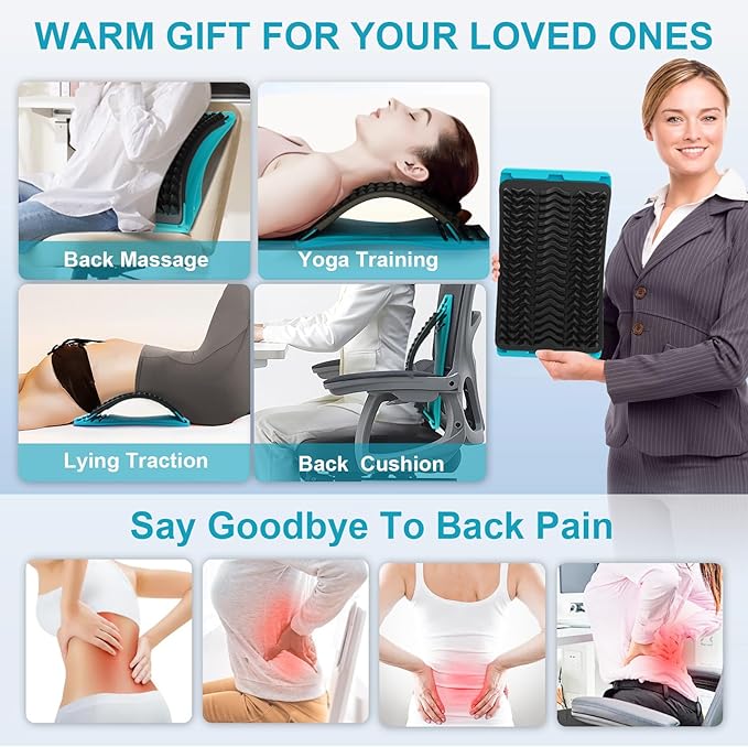 MINOLL Back Stretcher for Lower Back Pain Relief, Multiple Level Adjustable Arch Lumbar Back Cracker Board, Back Cracking Device, Back Massager for Scoliosis, Spine Decompression Support