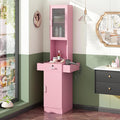 RESHABLE Salon Station for Hair Stylist,Hair Styling Storage Cabinet with Glass Door,Tool Dryer Holders, Salon Beauty Spa Barber Hair Staion, Pink