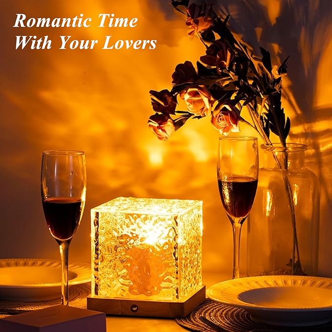 Aurora Ocean Wave Lights Projector No Wiring, Touch Cube Color Changing Light with 16 Colors 4 Modes Dimmable Cordless Mood Lamp for Shower, Northern Light for Bedroom Bathroom, with Remote (Large)