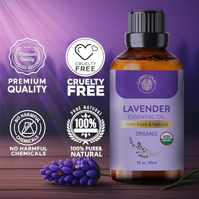 Organic Lavender Essential Oil | USDA Certified Organic Lavender Oil | for Skin and Hair | for Aromatherapy and Diffusers | 30ml
