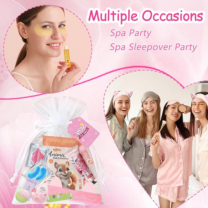 144 PCS Spa Party Supplies for Women,Spa Day Favors Essentials Include Face Masks Skincare, Lip Balm, Under Eye Patches, Foot Bath Bomb,Mothers Day Gifts, Bulk Gifts For Women,Spa Kit Self Care