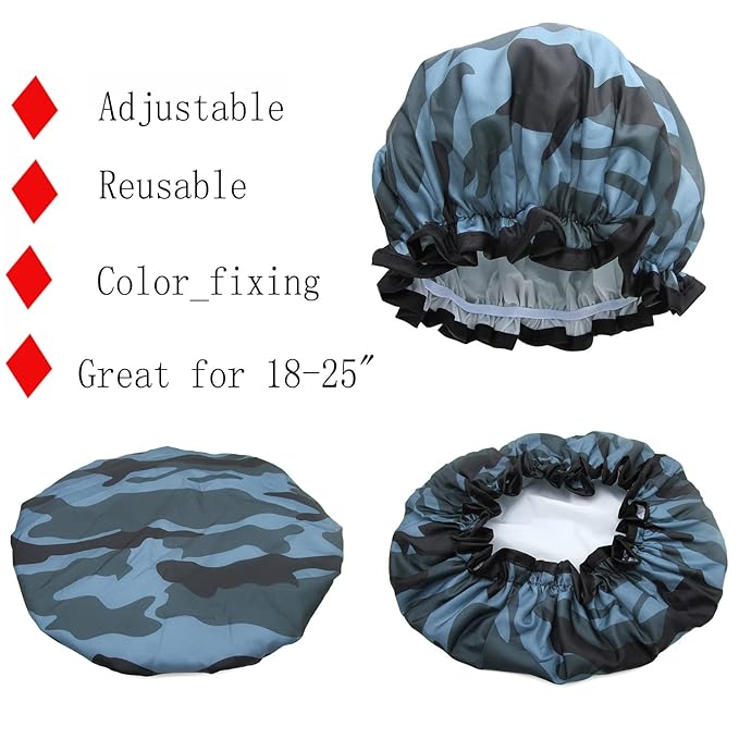 Shower Cap for Women Men Shower Hat Waterproof-Double Layer-Reusable Elastic Bath Caps for Boys Girls Hair Cap for Shower