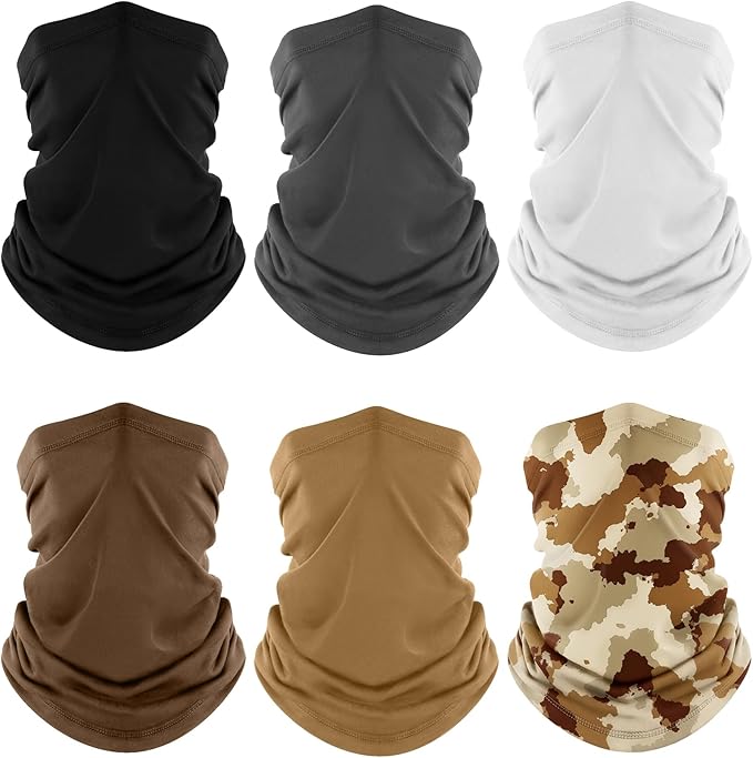 Fuinloth Neck Gaiter, 6 Pack Cooling UV Protection Bandana Face Mask Gator Scarf for Men Women
