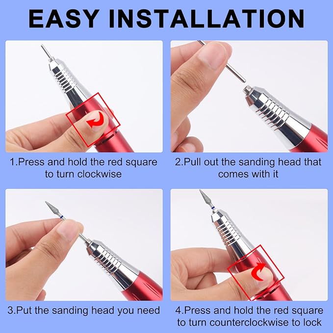 Diamond Safety Bits Small Tapered Electric Nail Drill File Cuticle Cleaner Tool for Acrylic Nails Rotary Nail Drill Machine Manicure Pedicure Polishing (Medium)
