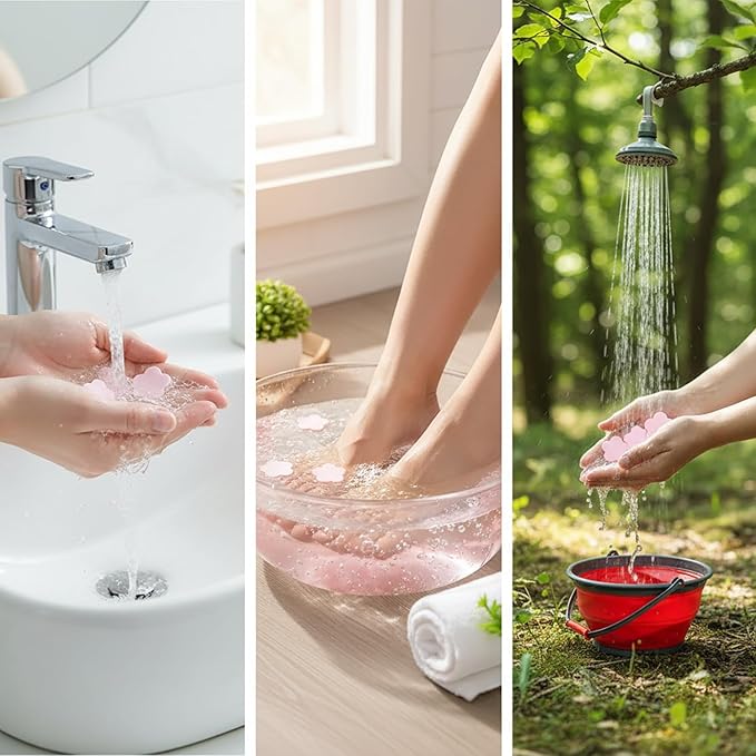1000 Sheets Pink Portable Hand Soap Disposable Paper Soap, Travel Hiking Washing Hand Bath Toiletry, Pedicure Soap Flowers Foot Spa Tablets (Light Natural Rose Aroma)