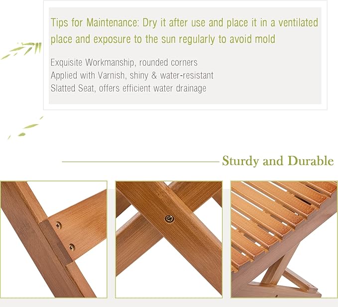 Folding Bamboo Stool for Shower, Leg Shaving and Foot Rest, Natural Bamboo Folding Stool, Folding Bamboo Shower Seat, Fully Assembled, 12 Inch High