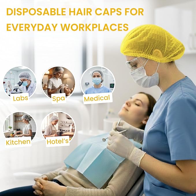 Disposable Bouffant Caps 21 Inch Non Woven Hair Net Elastic Head Cover For Food Service Kitchen Salon Lab Spa And Hygiene Use