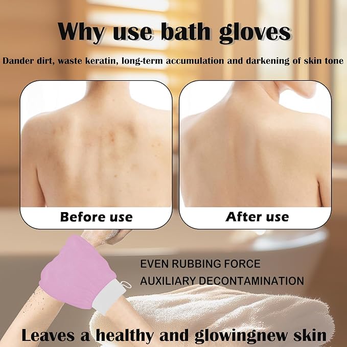 Ultra Thin Exfoliating Glove(1pc), Tanning mitt, Dead Skin Remover for Body, Body Exfoliator for Self-Tan Removal & Keratosis Pilaris（Purple）