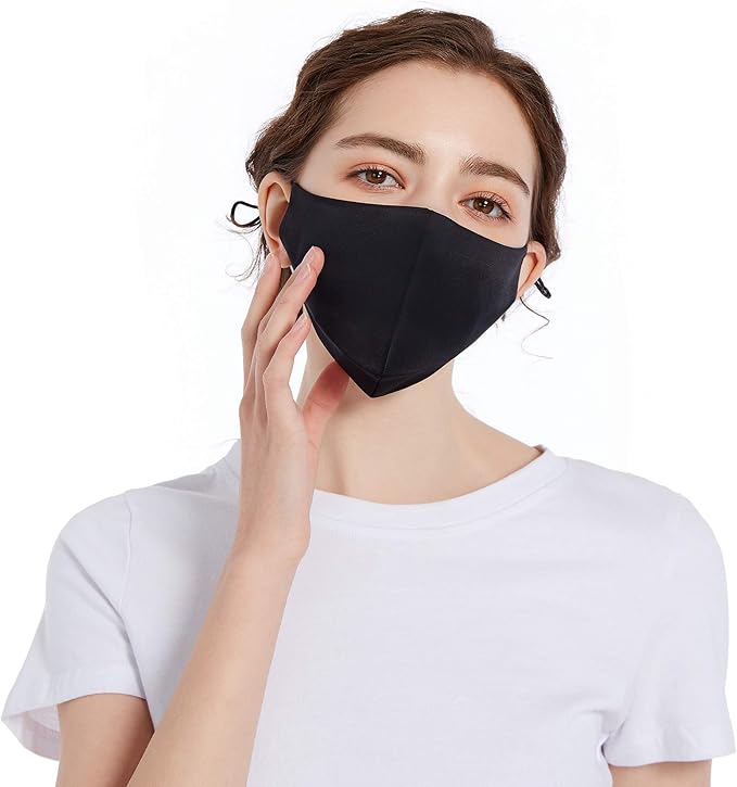 ROSEWARD 100% Mulberry Silk Face Mask for Women Men Reusable Adjustable with Filter Pocket