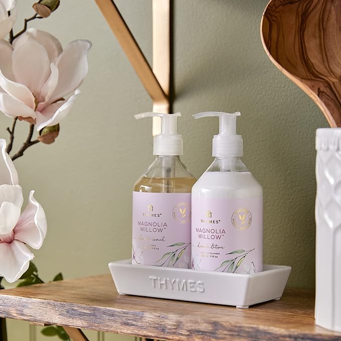 Thymes Moisturizing Hand Lotion for Dry Skin - Moisturizer for Beauty and Personal Care - Luxury Hand Lotion for Women & Men with Shea Butter & Aloe Vera (Magnolia Willow, 9 fl oz)