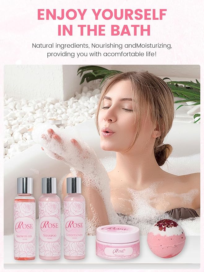 Mother's Day Gifts Set 16Pcs Rose Spa Bath & Body Care Set with Bath Bombs & Lotions, Relaxing Home Spa Gift Kit for Mom Wife Girlfriend, Ideal for Mother’s Day Birthday Women Gift Sets