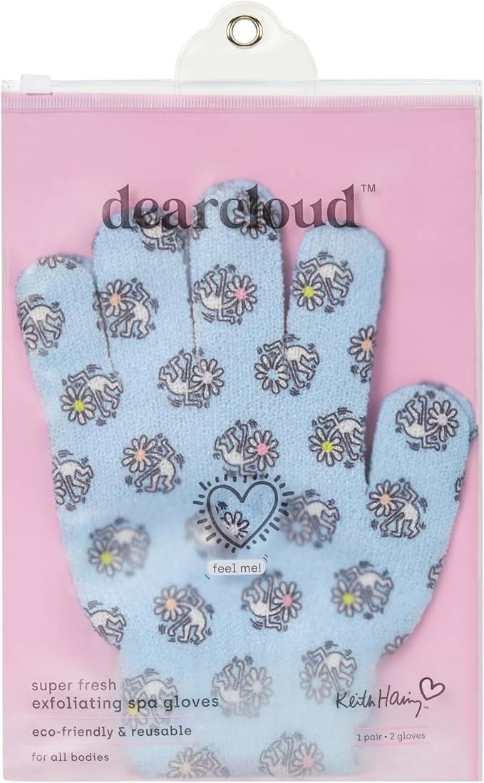 Keith Haring Bath & Shower Exfoliating Spa Gloves – Reusable Exfoliating Body Scrubber & Gentle Exfoliating Glove Set for Smooth Skin (Super Fresh)