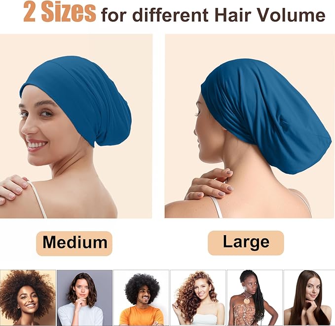 Satin Bonnet for Sleeping Night Cap, Adjustable Satin Lined Silk Bonnets Sleep Cap for Curly Hair Braids Beanie Black Women