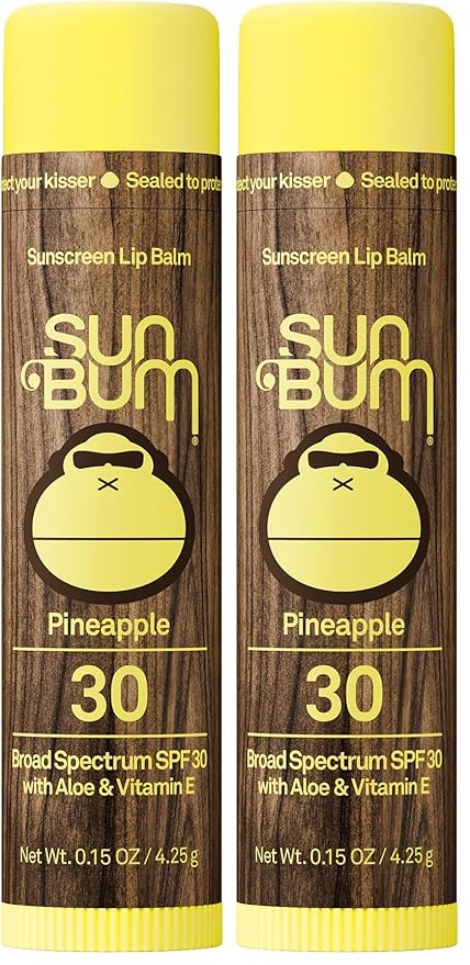 Sun Bum SPF 30 Sunscreen Lip Balm | Pineapple Flavor | Pack of 2 | Vegan and Cruelty Free | With Aloe and Vitamin E