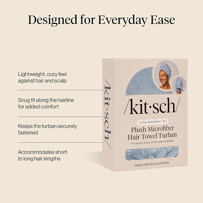 Kitsch Plush Microfiber Hair Towel Wrap for Women – Ultra Absorbent Microfiber Bath Towels for Wet, Curly, Long or Short Hair – Anti-Frizz Hair Wrap, Great Hair Care Gifts for Women
