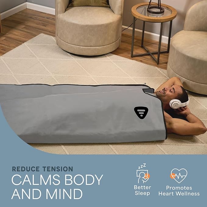 LifePro RejuvaWrap Infrared Sauna Blanket for Detox & Relaxation – Low EMF Carbon Fiber Heating, 9 Temp Levels, 5 Colors – Portable Sauna Blanket Infrared with Waterproof Interior & Carry Bag