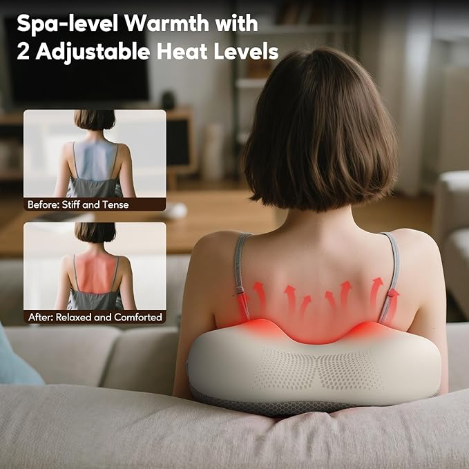 arboleaf Back Massager for Pain Relief, Bluetooth App Control, Cordless Shiatsu Neck Back Massage with Heat, Deep Kneading for Upper & Lower Back, Chair, Car, Travel, Gift for Mom Dad