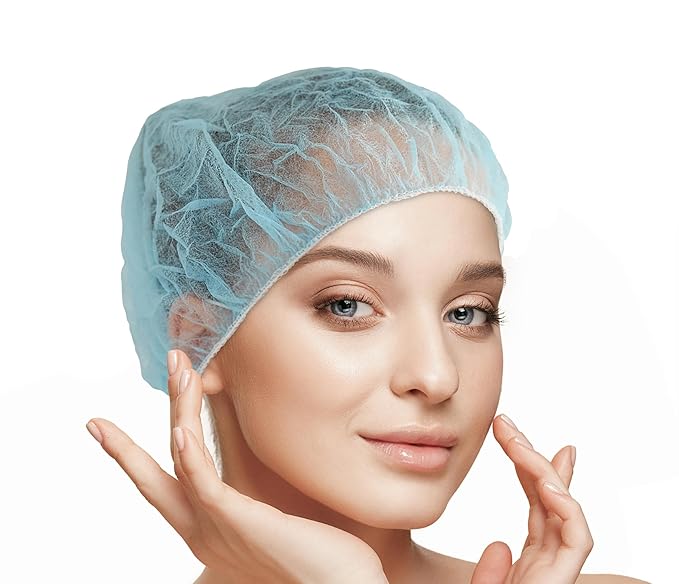 Medical Nation 21" Disposable Bouffant Caps | Pack of 100, Blue | Hairnets, Non-Woven, Non-Pleated Head Hair Covers |For Medical, Labs, Nurse, Tattoo, Food Service, Hospital, Cooking - Size 21" Blue