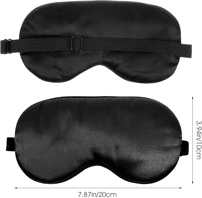 3 Pcs Sleep Mask, Silk Blackout Eye Mask Cover with Adjustable Strap, Satin Night Blindfold Eyeshade Nap for Men and Women Travel Sleeping (Black, Blue, Green)