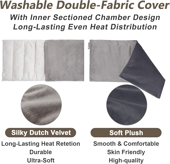 RelaxCoo Microwave Heating pad with Washable Cover 6 * 12" Microwavable Heat Pad for Neck Shoulder, Cramps, Back Pain Relief, Warm Compress Bean Bag Moist Heat Pack for Muscles, Joints, 2 Pack