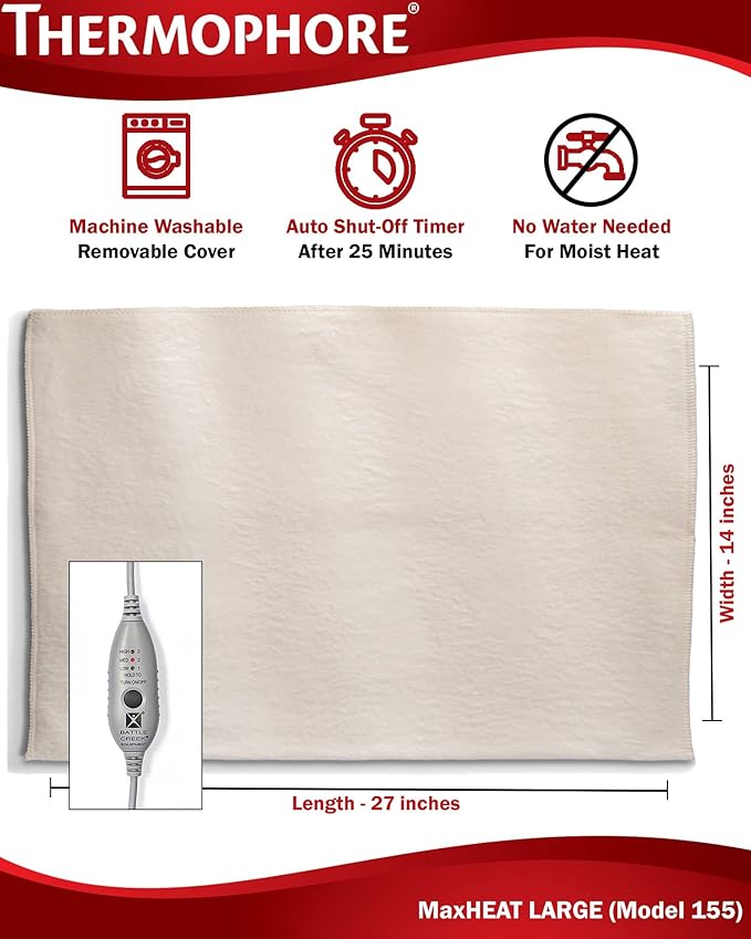 Thermophore MaxHeat Arthritis Pad Moist Heating Pad Size Large 14" x 27" - Model 155