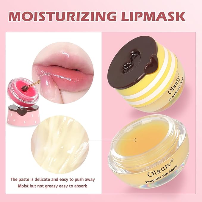 8 PCS Bee Lip Balm Honey Pot, Honey Lip Balm Bulk, Moisturising Sleep Lip Mask Overnight with Sticks, Reduce Lip Lines, Bulk Gifts, Mothers Day Gift, Teacher Gift, Party Favors for Women