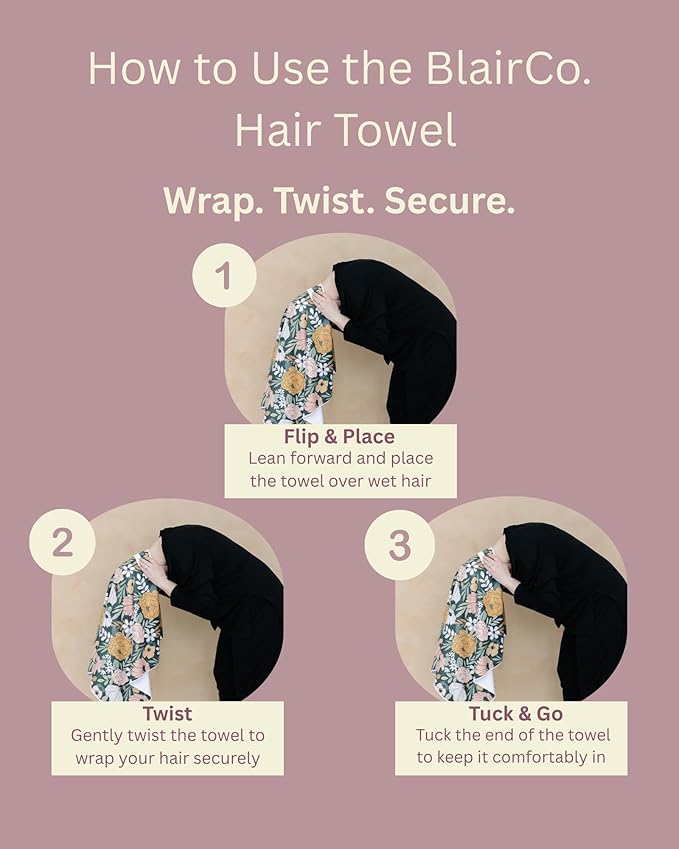 Microfiber Hair Towel Wrap for Women - Anti-Frizz Quick Dry Hair Wrap for Long Hair - Hair Towels for Women, Hair Drying Towel Wrap - Floral Butterfly
