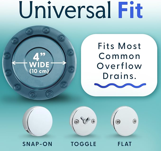 SlipX Solutions Bottomless Bath, Essential Overflow Drain Cover for Bathtub, Best Bath Accessories for Women, Adds Inches of Water to Your Tub for Deeper Soak, 4" Diameter, Dusty Blue