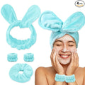my novel things Face Wash Headband Set Adjustable Makeup Hair Headbands, Cute Spa Skincare Headband and Wristband Set 4PK, Ideal for Face Washing Coral Velvet for Girl Women Gift