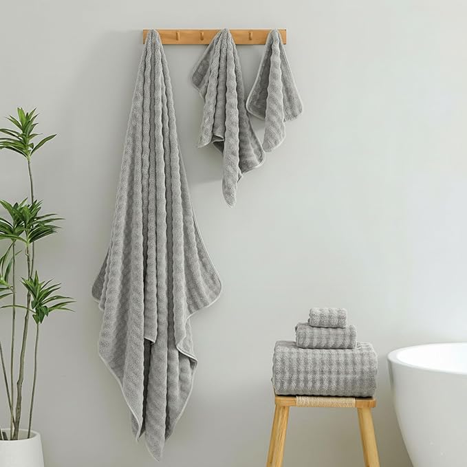 KBY Bath Towels Set of 2, Extra Large Bath Sheets 40X80 Inches,Quick Dry, Ultra Soft，Durable & Super Absorbent Oversized Bathroom Towel Sets for Adults, Gym, Spa, Pool & Hotel（ Gray）