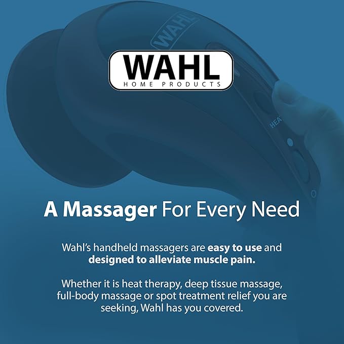 Wahl Clipper Deluxe Heated Therapy Corded Handheld Rotary Massage Kit, 8 Unique Attachments for Back, Neck, Leg, Hand Massage, FSA Eligible, Model 4344