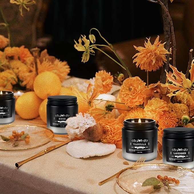 Fclayvts Scented Candles Set - 24 Pack Gradient Black Men Candles for Home Scented, 3.5 oz, Aromatherapy Soy Candle Gifts Set for Men, Birthday, Valentine, Christmas, Anniversary Present for Him