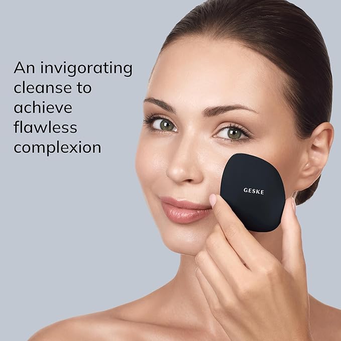 GESKE SmartAppGuided™ Facial Brush | 4 in 1 | Professional Facial Cleansing Brush | Skin Cleansing Silicone Facial Brush | Routine Skincare | Gentle Cleansing | Facial Cleanser