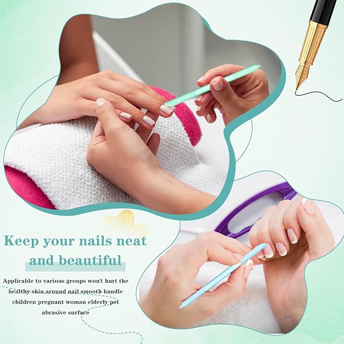 4Pcs Glass Cuticle Pusher, Dual-Ended Manicure Stick, 4 Colors Nail Cuticle Remover Tool Crystal Nail File, Women Professional Cuticles Glass Polisher for Natural Nails and Cuticles Care