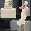 8 Piece Bathroom Towel Set |2 Oversized Bath Towels,2 Hand Towels,4 Washcloths| 600GSM Soft Large Bath Sheet Luxury Premium Microfibers Towel Highly Absorbent Quick Dry Hotel Towel Collection,Beige