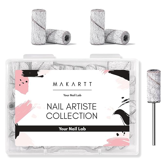 Makartt Sanding Bands for Nail Drill:50 Pcs Small Nail Sanding Files with 2026 Upgrade Design 3.1mm Mandrel Bits,180 Medium Grits (White, #180)