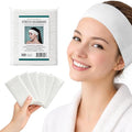 APPEARUS Disposable Stretch Facial Headbands, 100 Count, Snag-Free Adhesive Tab Closure, for Spa, Estheticians, Waxing and Lash Extensions, White