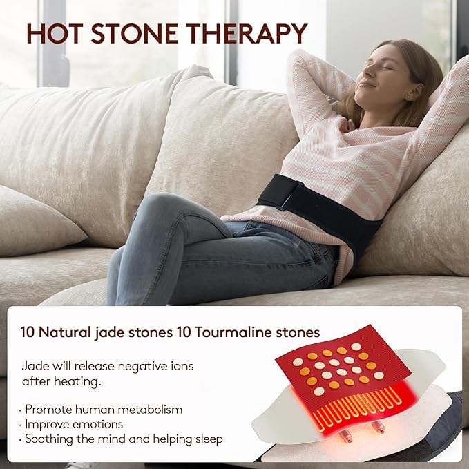 UTK Vibrating Far Infrared Heating Pad for Back Pain Relief, Hot to 159℉, Lower Back Massager Gift for Women Men, FSA-HSA Eligible, 3 Vibration, 16 Timers Auto-Off, 20 Jades, 35-55" Adjustable Size