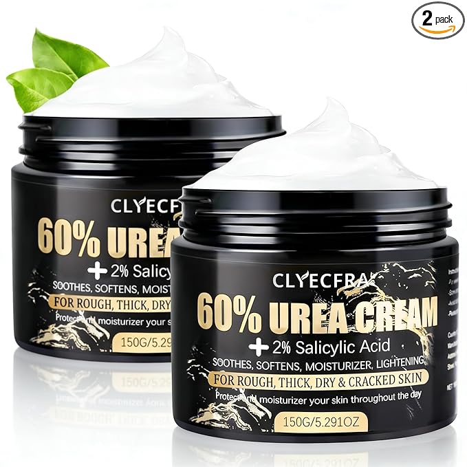 2Pack 60% Urea Cream with 2% Salicylic Acid, Urea Cream 60 Percent for Feet & Hands- Maximum Strength Moisturizer for Rough, Dry, Thick & Cracked Skin,Callus Remover, Deep Hydration, 150g