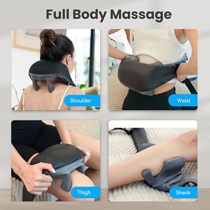 COMFIER Mothers Day Gifts for Mom Dad, 4D Neck and Shoulder Massager with Heat, Cordless Shiatsu Back and Neck Massager for Pain Relief, Hands-Free Massage Pillow with Carry Bag