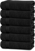 Linteum Textile Supply Luxury Hair Towels 100% Ring Spun Cotton Bleach Proof Hair Towel for Women, Men, Kids | 20x40 inches Quick Dry Towels for Gym, Beauty, Spa, Salon | Pack of 6 | Black