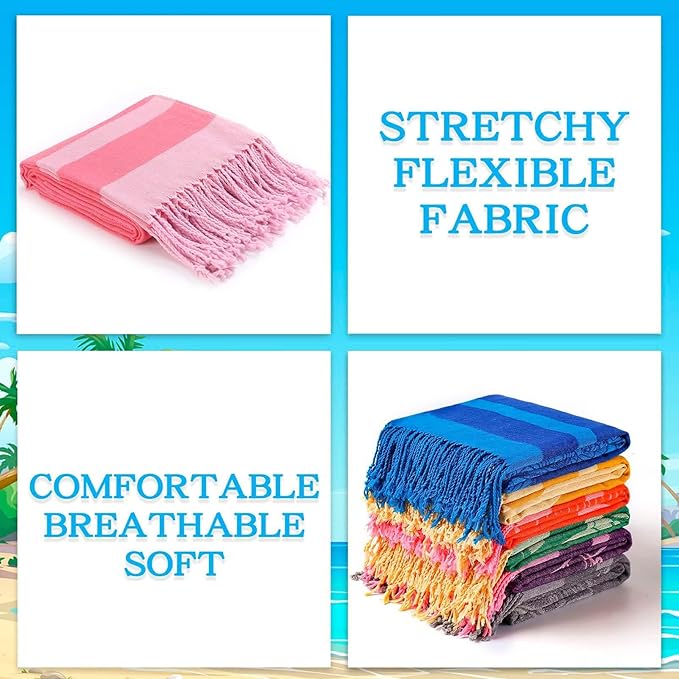 Genovega 6 Packs Oversized Turkish Beach Towels Set 74"x38" Extra Large Sand Free Quick Dry Swim Bath Pool Towel Travel Blanket Adult Essentials Accessories Vacation Multi Shark Turtle Stuff