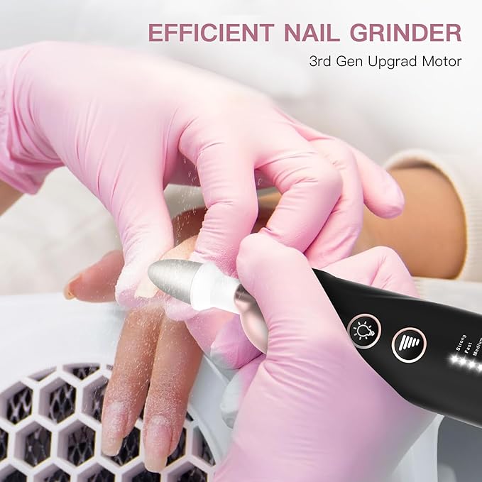 AOMEES Electric Nail File Kit, Rechargeable Professional Manicure Pedicure Kit, 5 Speeds Hand Foot Care Tool for Nail Grind Trim Polish - with 100Pcs Fine Grit Nail File Sanding Tape