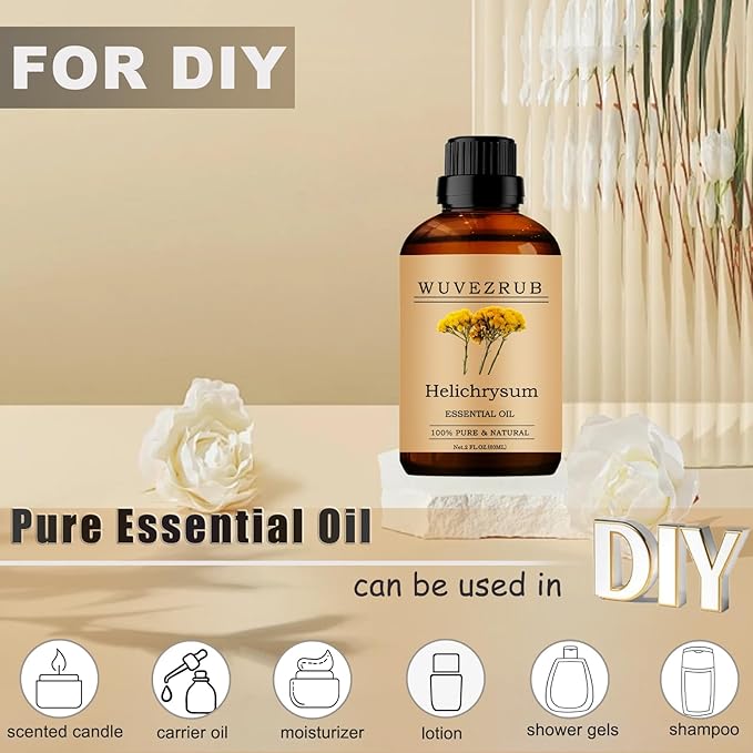 Helichrysum Essential Oil, 60ML Pure and Natural for Aromatherapy Diffuser - 2 Fl Oz