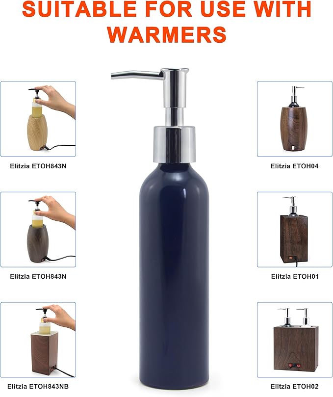 Elitzia ETAW02S ETAW03 Massage Oil Warmer Use Metal Pump Bottle Dispenser 1 Pack 8.45oz/250ml Portable Cylinder Massage Oil Gel Lotion Pump Durable Refillable Containers (Aluminum Oxide Bottle)